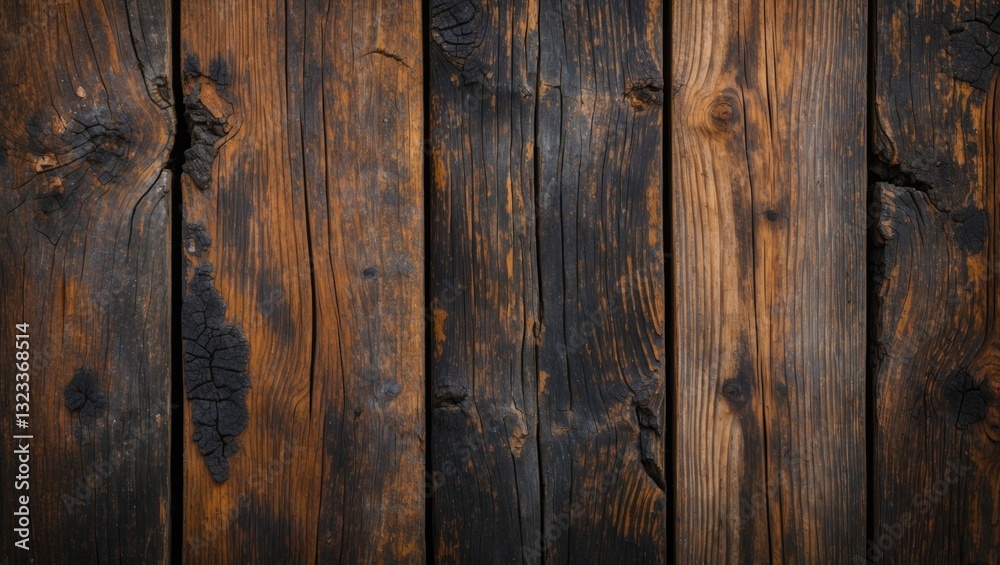 Poster dark rustic wood texture background featuring vertical planks with varying shades of brown and black