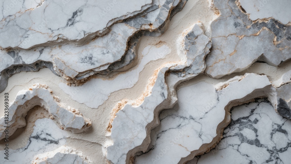 Poster textured white marble background featuring layered patterns in shades of gray and cream, showcasing 