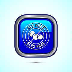 SLS free icon design illustration, SLS and SLES free label badge for web, Blue color square button design