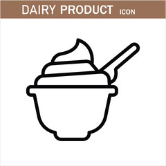 Dairy products editable stroke outline icons  isolated on white background flat vector illustration. eps 10. Milk, dairy products, icon set. Cream, butter, cheese, infant formula, yogurt, etc.