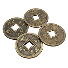 Ancient Chinese Coins Isolated on Transparent Background