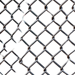 Naklejka premium Chain link fence isolated on white background