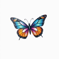Obraz premium Vibrant Butterfly: An eye-catching butterfly with vividly colored wings gracefully flutters, showcasing the intricate patterns and natural beauty of the insect world. 