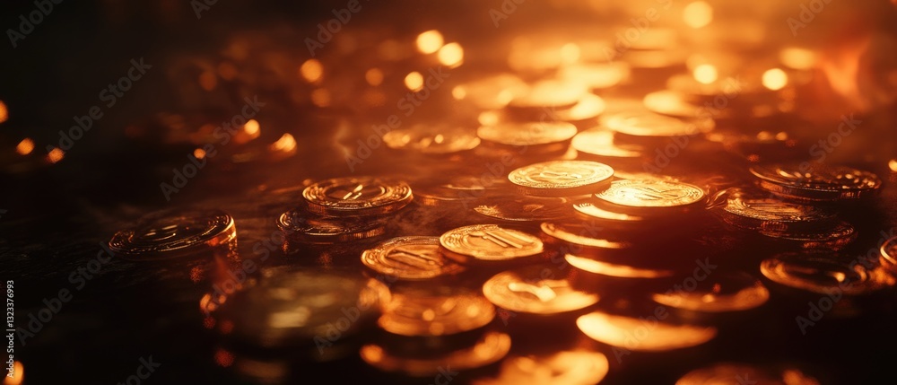 Aufkleber A stack of coins rests on a table, possibly waiting for collection or counting