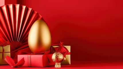 red gift box with golden ribbon