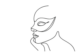 Elegant Woman's Profile, Online Drawing, Mask, Mystery, Beauty, Art, Fashion, Style, Grace, Venetian