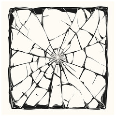 Obraz premium Broken Glass Squares with Cracks. Abstract Lines Shattered, Fractured and Broken Texture Vector Illustration isolated on a white background