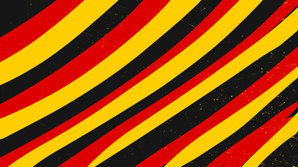 Abstract 70s vintage pattern in red yellow black color stripe with grunge texture. Germany flag color background