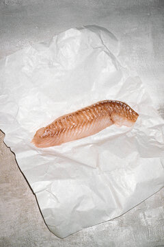 Raw Fish Fillet on Paper