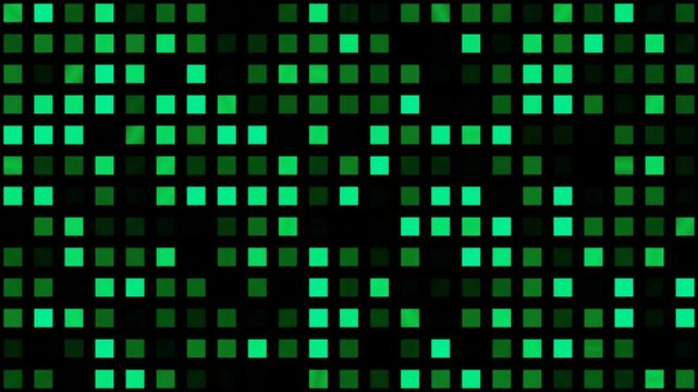 Glow green square mosaic pixel LED digital grid lights animation