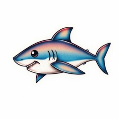 Charming Cartoon Shark: A captivating illustration of a stylized shark with friendly eyes, capturing the allure of the ocean in a playful way.