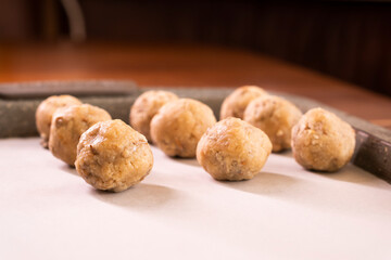 No Bake Almonds Chocolate Balls. Energy Balls. Dessert.