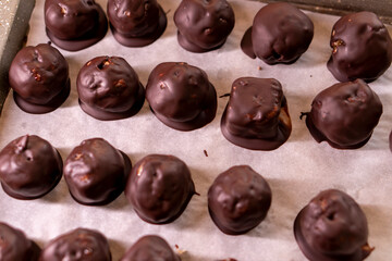 No Bake Almonds Chocolate Balls. Energy Balls. Dessert.