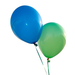 Blue and Green Balloons Isolated on Transparent Background