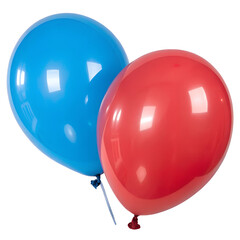 Blue and Red Balloons Floating Isolated on Transparent Background