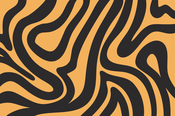 Abstract Tiger Stripe Pattern – Modern Wavy Line Art on Orange Background