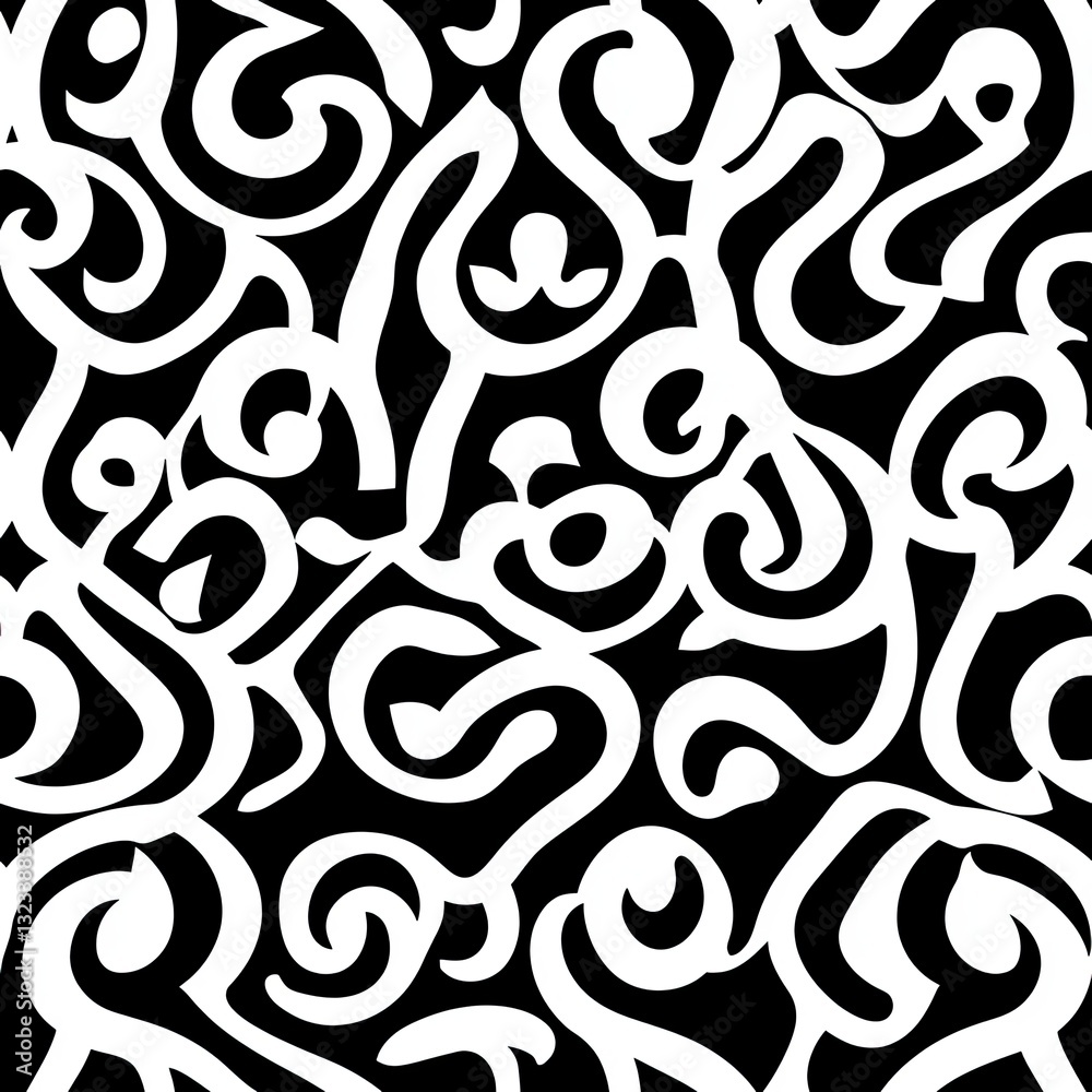 Poster geometric scrollwork sharp angular twists seamless pattern design for modern projects