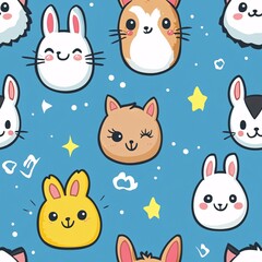 Cute animal seamless pattern design playful background digital art whimsical vibes