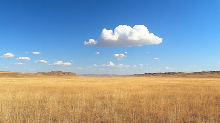 Obraz premium Golden Prairie under Blue Sky