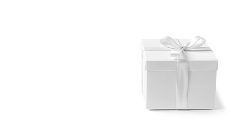 White Gift Box Mockup with Tied Ribbon for Design