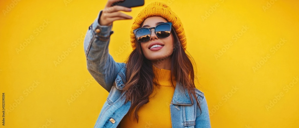 Poster a person taking a photo of themselves using their smartphone