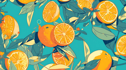 orange picture cartoon 2D, a beneficial fruit, is used as an illustration for advertising.