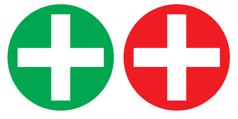 Obraz premium Medical Cross. Red Circle with White Cross Symbol, First Aid Emergency Icon . 1176