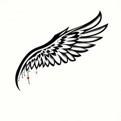 Ink Wing Silhouette: An elegant black and white illustration of a stylized wing, capturing the essence of freedom, spirituality, and artistic expression. A symbol of hope and protection.