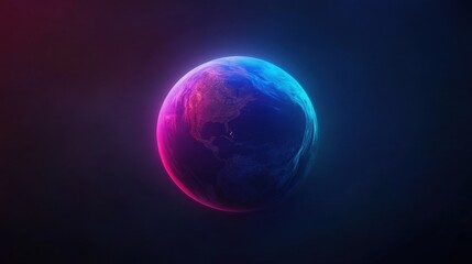 Stunning Abstract Representation of Earth with Vibrant Neon Colors Against a Dark Background for Creative Projects and Digital Art