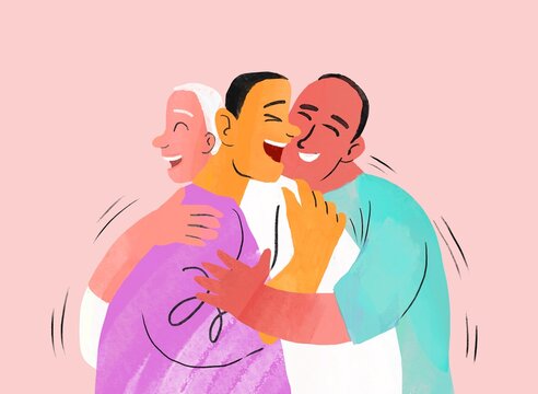  friends hugging