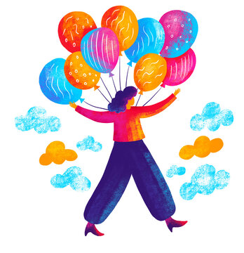 Celebration with colorful balloons against the sky