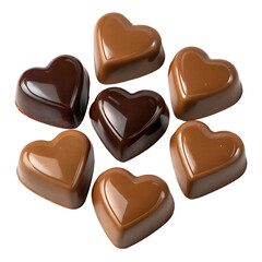 Heart-Shaped Chocolate Candies Isolated on Transparent Background