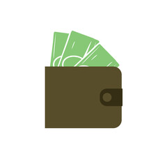 A purse or wallet with money sticking out of it