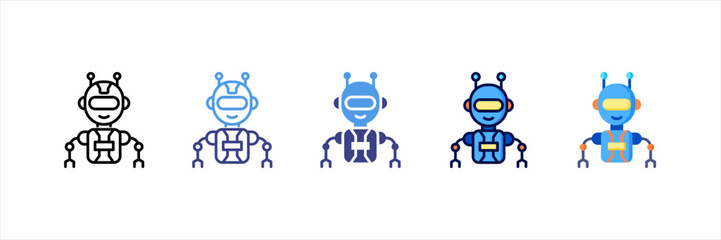 Fototapeta premium Bot Multi Style Icon Set