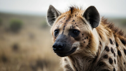 Hyena Portrait in Natural Habitat Close-up Wildlife Animal Photography