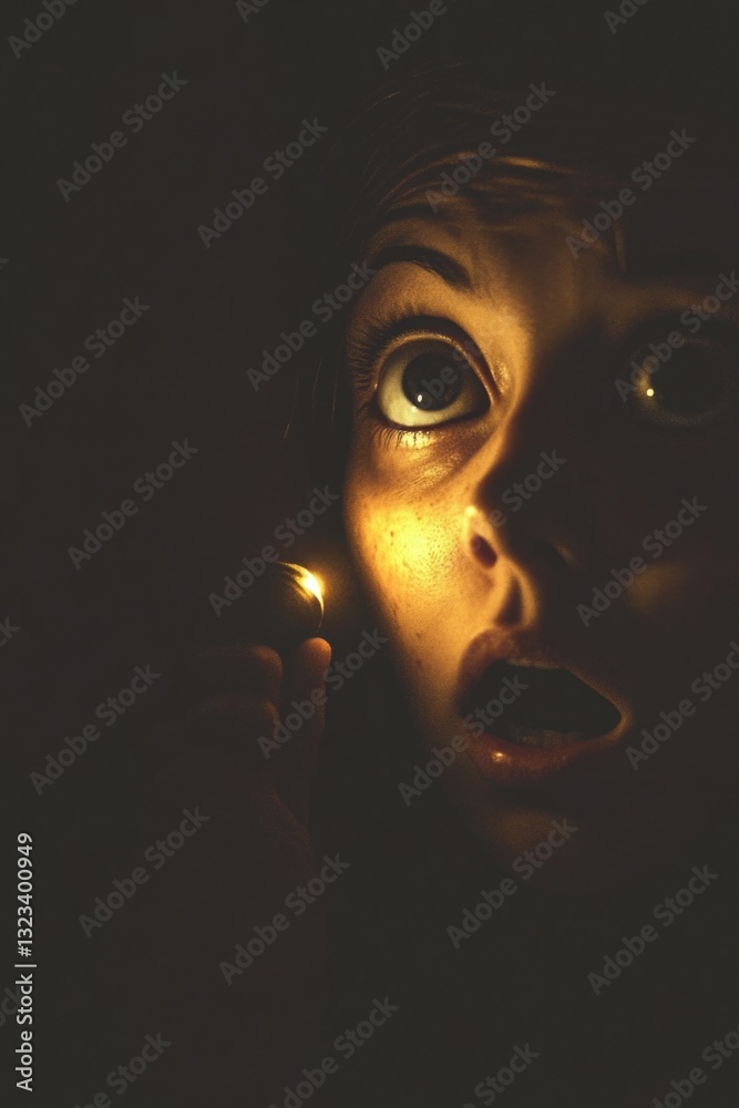 Aufkleber A person holds a lit candle in front of their face, creating an intimate and mysterious atmosphere