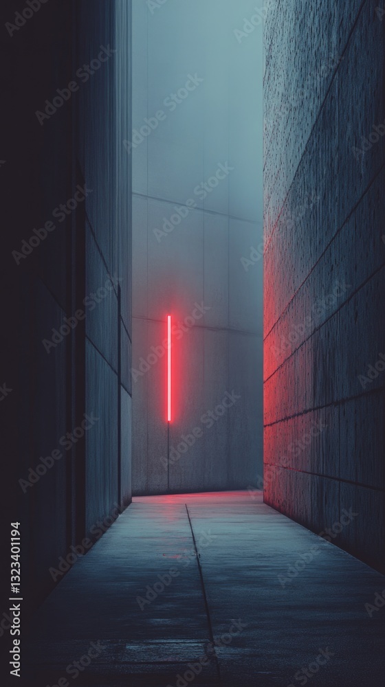 Poster a bright red neon light illuminates a dimly lit room, creating an intimate atmosphere