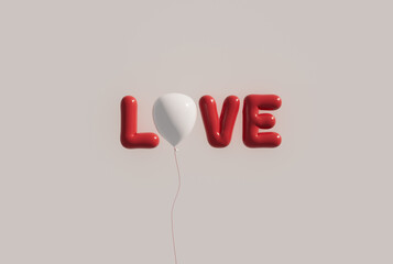 Heartfelt balloon art showcases love with vibrant red letters