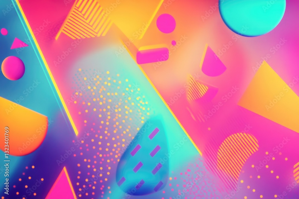 Poster a vibrant abstract background featuring geometric shapes