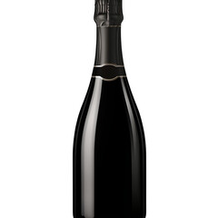 A black bottle of champagne, isolated on a transparent background