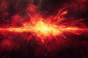 Fototapeta premium Fiery explosion, red, orange, and yellow hues. Perfect for action, energy, or destruction themed projects.