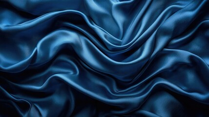 Fototapeta premium Draped Blue Silk Fabric Showing Soft Waves and Texture