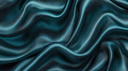 Fototapeta premium Teal Silk Fabric Draped in Soft Waves
