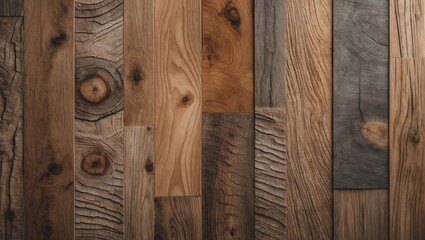 Naklejka premium Natural wooden texture featuring a variety of brown shades in a close-up, ideal for interior decorative design backgrounds.
