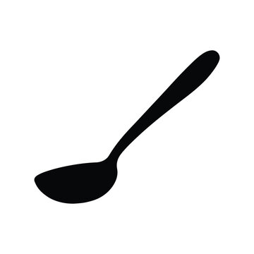 Black spoon silhouette isolated on white background