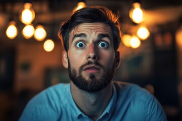 A person looking shocked or surprised with an open-mouthed expression