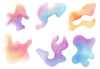 Abstract Vector Shapes in Pastel Rainbow Colors in white & transparent