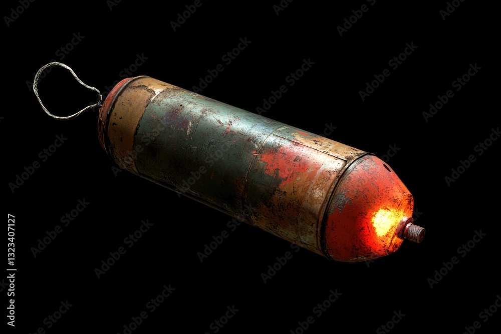 Poster A metal object with a red light indicates presence or warning