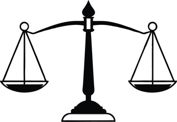 Unbalanced Justice Scale Icon – Black and White Legal Symbol of Law and Fairness