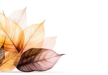 Fototapeta premium Delicate Layered Leaves in Soft Pastel Colors on White Background